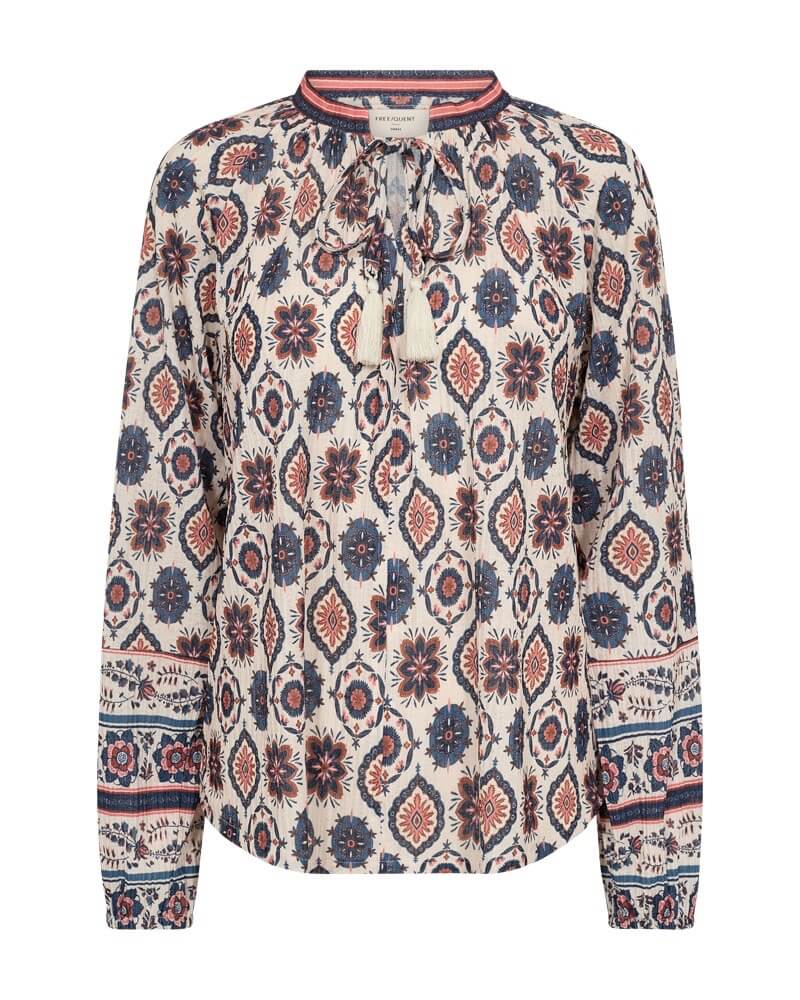 mønstret bluse Freequent FQNOMES-BLOUSE Moonbeam w. Baked Apple