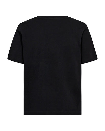 ryggen af basic kortærmet sort t-shirt Freequent FQEVIE-TEE Black