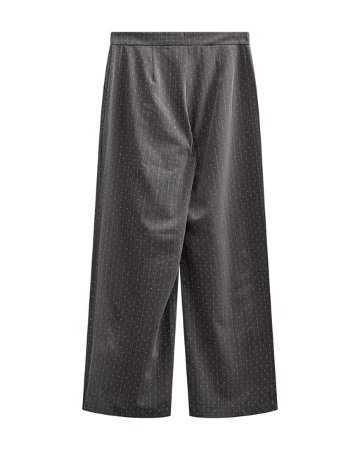 grå bukser med striber og similisten. Freequent FQWIDY-PANTS Dark Grey Mel w Star Off-white