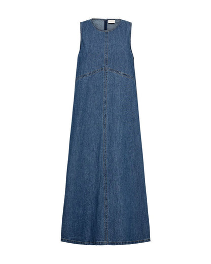 lang denimkjole uden ærmer. Freequent FQLISEA-DRESS Medium Blue Denim