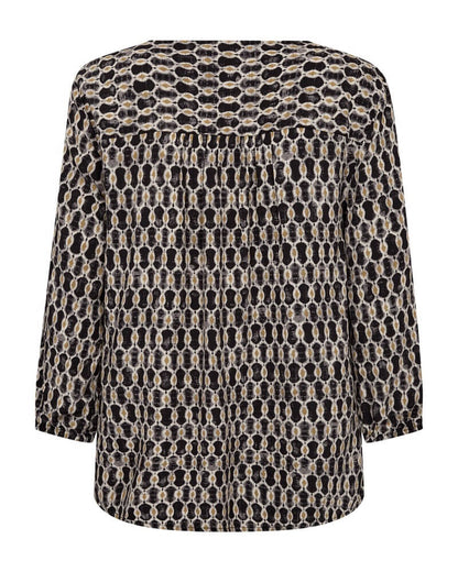 ryggen af mønstret bluse Freequent FQADNEY-BLOUSE Black w. Moonbeam