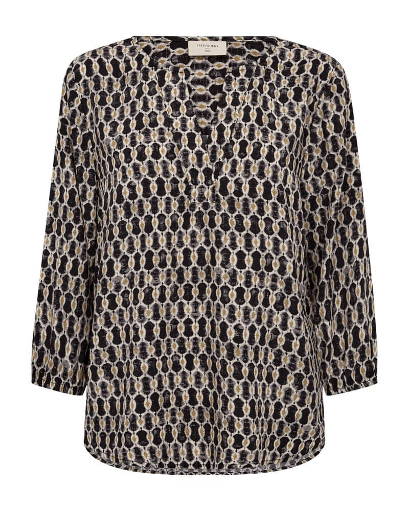 mønstret bluse Freequent FQADNEY-BLOUSE Black w. Moonbeam
