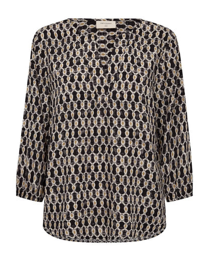 mønstret bluse Freequent FQADNEY-BLOUSE Black w. Moonbeam
