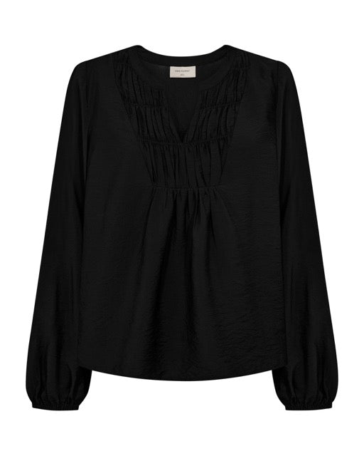 sort bluse med smock og læg. Freequent FQRENEE-BLOUSE Black
