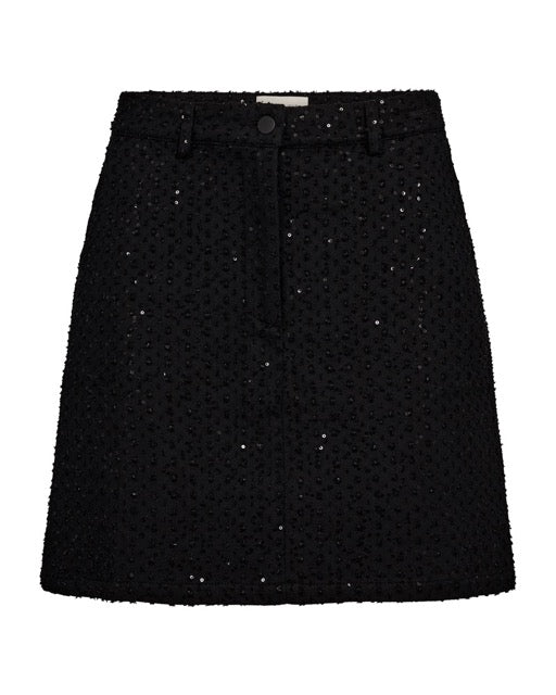 kort sort nederdel med palietter. Freequent FQSHOW-SKIRT Black