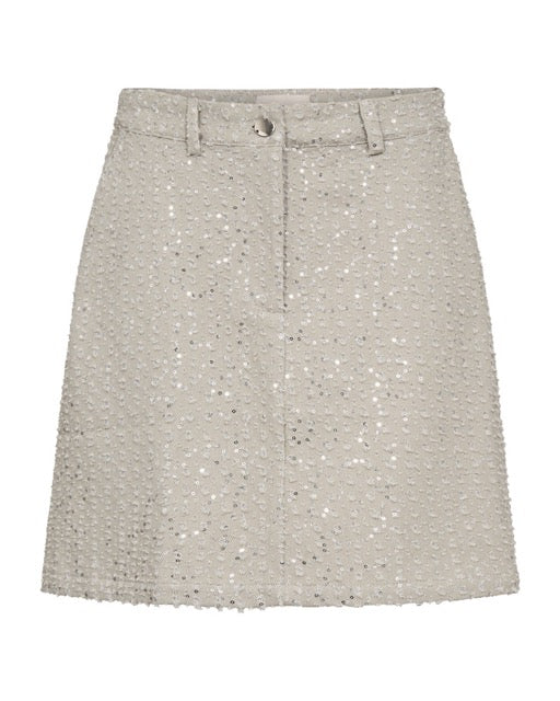 kort lys nederdel med palietter. Freequent FQSHOW-SKIRT Moonbeam