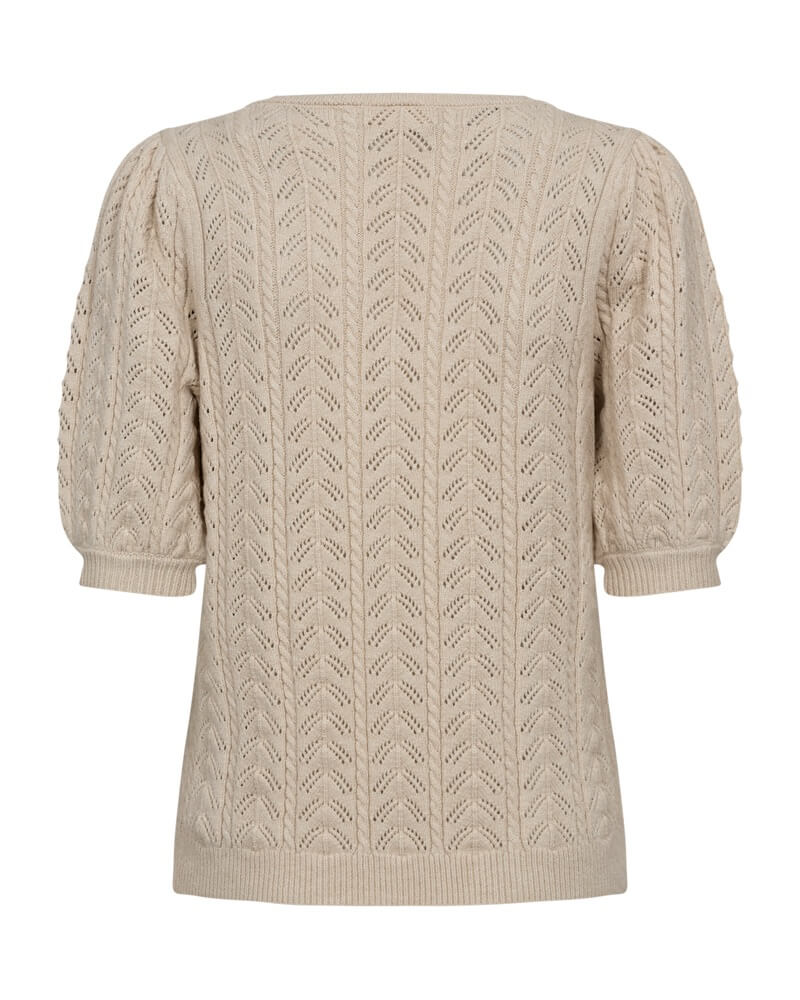 ryggen af beige kortærmet strik Freequent FQCLARRY-PULLOVER sand Melange