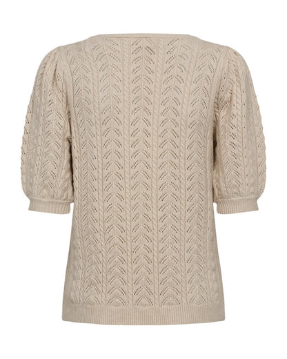 ryggen af beige kortærmet strik Freequent FQCLARRY-PULLOVER sand Melange