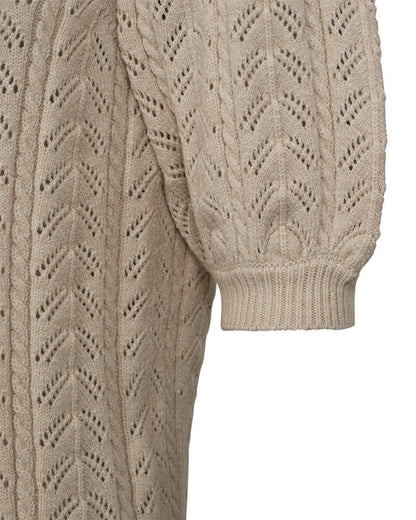 ballonærmer på beige kortærmet strik Freequent FQCLARRY-PULLOVER sand Melange