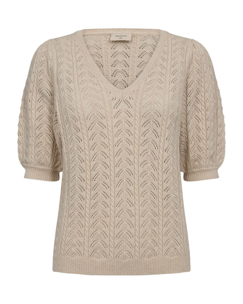 beige kortærmet strik Freequent FQCLARRY-PULLOVER sand Melange