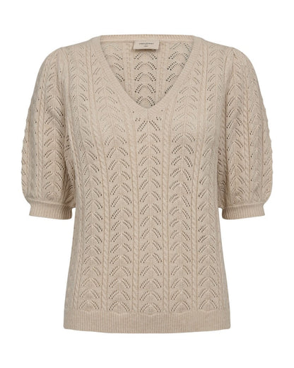 beige kortærmet strik Freequent FQCLARRY-PULLOVER sand Melange
