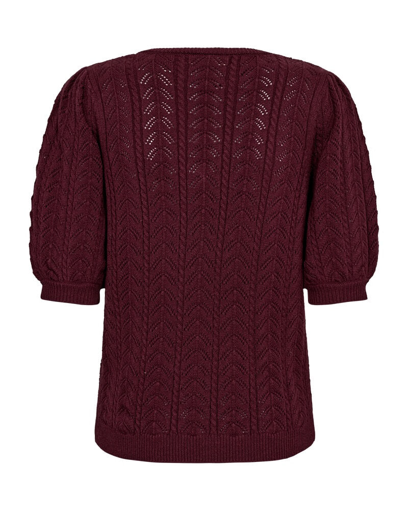 ryggen af bordeaux rød kortærmet strik. Freequent FQCLARRY-PULLOVER Port Royale