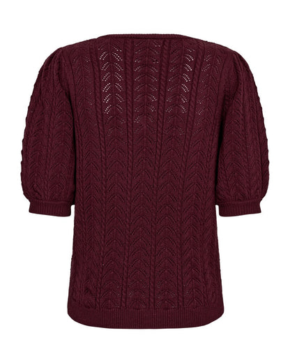 ryggen af bordeaux rød kortærmet strik. Freequent FQCLARRY-PULLOVER Port Royale
