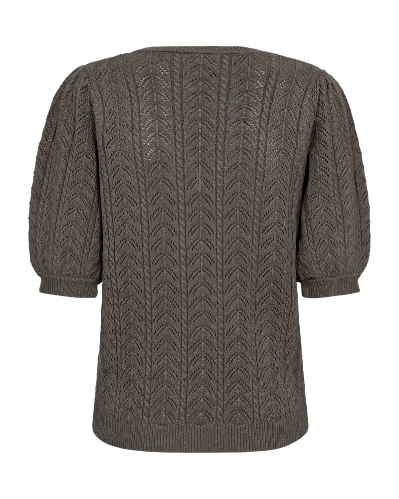 ryggen af brun kortærmet strik Freequent FQCLARRY-PULLOVER Morel Melange