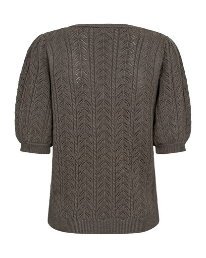 ryggen af brun kortærmet strik Freequent FQCLARRY-PULLOVER Morel Melange