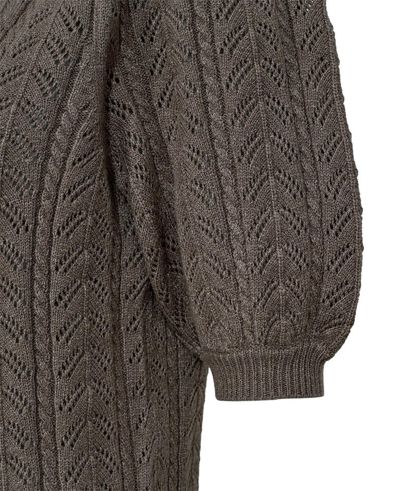 ballonærmer på brun kortærmet strik Freequent FQCLARRY-PULLOVER Morel Melange