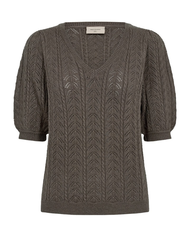 brun kortærmet strik Freequent FQCLARRY-PULLOVER Morel Melange