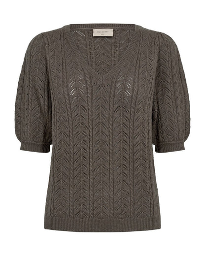 brun kortærmet strik Freequent FQCLARRY-PULLOVER Morel Melange