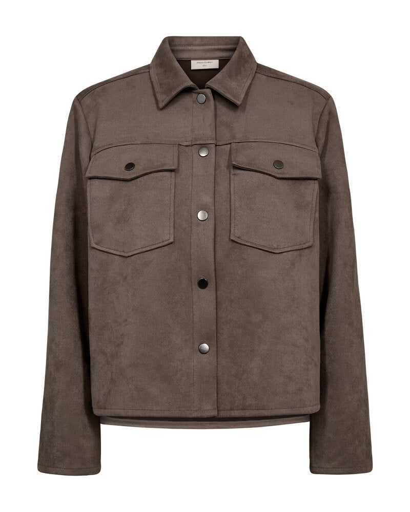 brun jakke med brystlommer. Freequent FQDUWA-JACKET Morel