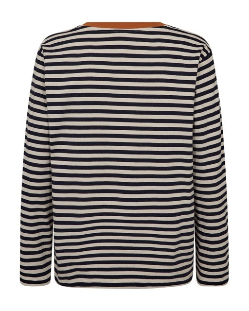 stribet bluse Freequent FQJEMMA- TEE Salute w. Moonbeam