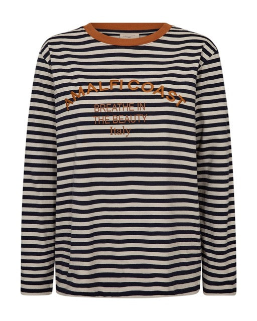 stribet bluse Freequent FQJEMMA- TEE Salute w. Moonbeam