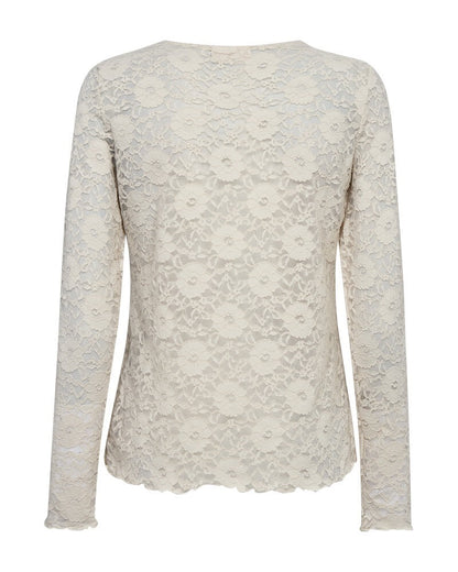 ryggen af creme hvid blondebluse let gennemsigtig. Freequent FQLENNON-BLOUSE Moonbeam