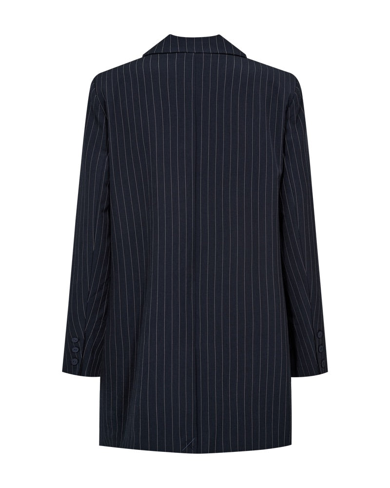 blå stribet blazer Freequent FQMYNTE-JACKET Salute w. Star Off-White