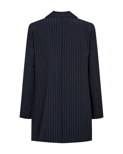 blå stribet blazer Freequent FQMYNTE-JACKET Salute w. Star Off-White