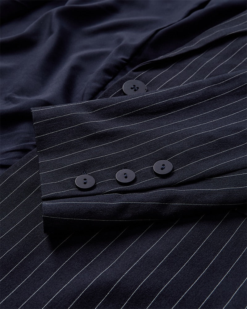 blå stribet blazer Freequent FQMYNTE-JACKET Salute w. Star Off-White