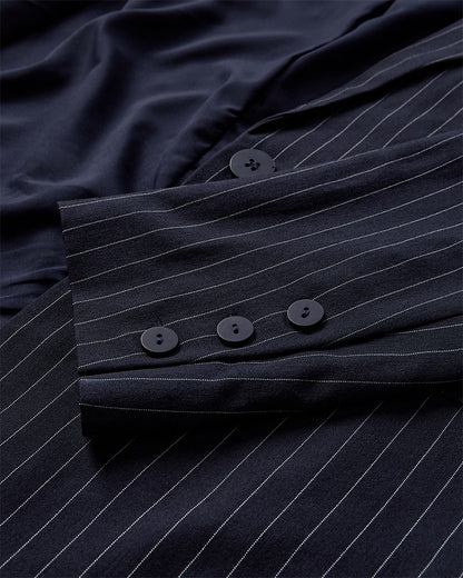 blå stribet blazer Freequent FQMYNTE-JACKET Salute w. Star Off-White