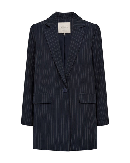blå stribet blazer Freequent FQMYNTE-JACKET Salute w. Star Off-White