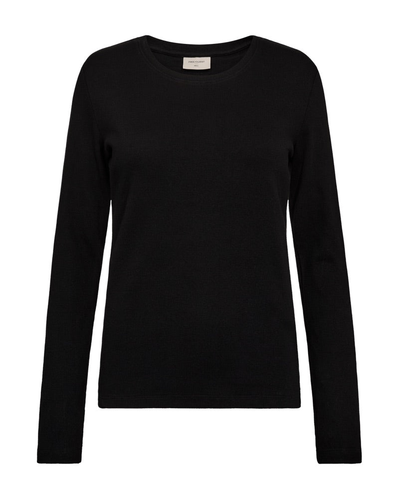 sort langærmet t-shirt. Freequent FQEVELYN-TEE Black