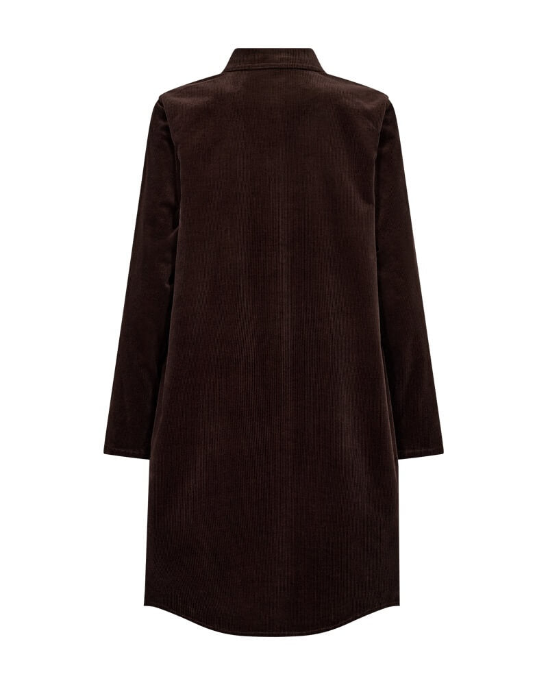 ryggen af brun kjole i fløjl. Freequent FQCORDY-DRESS Coffee Bean