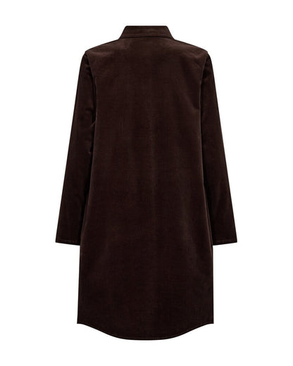 ryggen af brun kjole i fløjl. Freequent FQCORDY-DRESS Coffee Bean