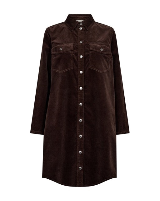 brun kjole i fløjl. Freequent FQCORDY-DRESS Coffee Bean