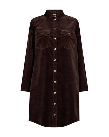 brun kjole i fløjl. Freequent FQCORDY-DRESS Coffee Bean