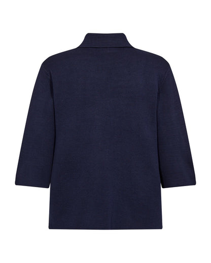 ryggen af blå t-shirt med skjortelook og halvlange ærmer. Freequent FQANI-PULLOVER Navy Blazer