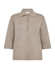 beige t-shirt med skjortelook og halvlange ærmer. Freequent FQANI-PULLOVER Simply Taupe Mel