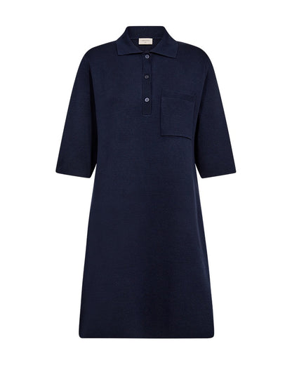 kort blå kjole med krave, knaplukning på brystet og halvlange ærmer. Freequent FQANI-DRESS Navy Blazer