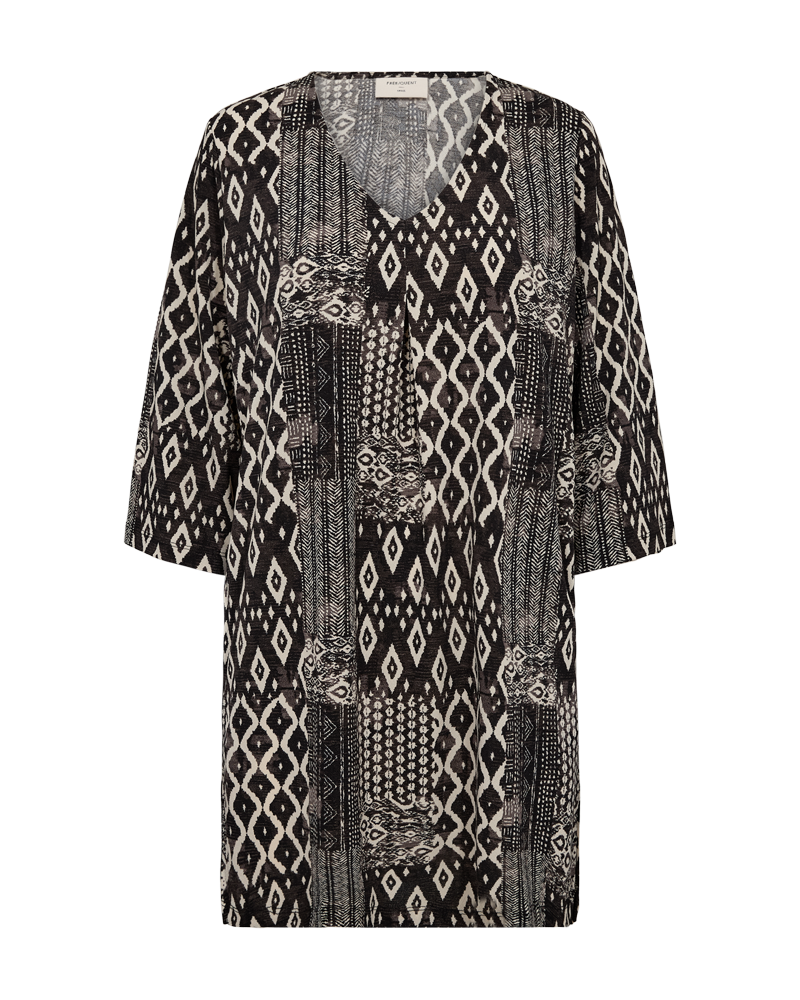 mønstret tunika i sort hvid Freequent FQFLOI-TUNIC Black w. Rainy Day