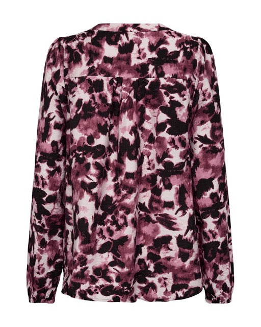 pink mønstret bluse Freequent FQHIRSE-BLOUSE Port Royale w. Black