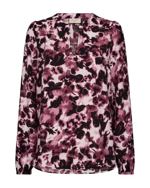 pink mønstret bluse Freequent FQHIRSE-BLOUSE Port Royale w. Black