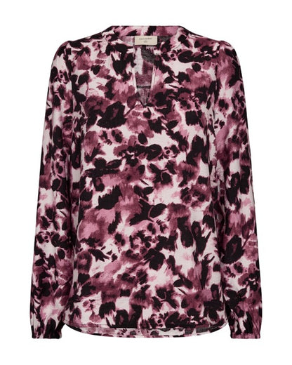 pink mønstret bluse Freequent FQHIRSE-BLOUSE Port Royale w. Black