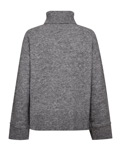 grå strik med rullekrave Freequent FQMULLE-PULLOVER Med. Grey Melange
