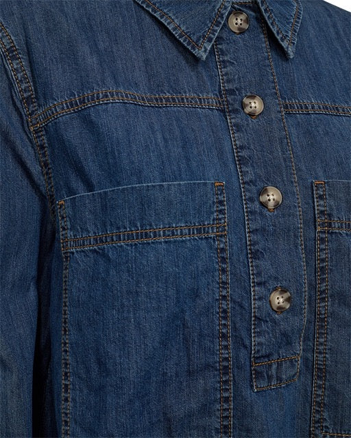 blå denimkjole Freequent FQZAMAN-DRESS Medium Blue Denim