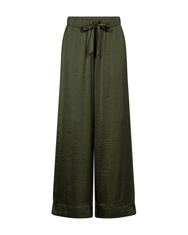 grønne bukser i satin. Freequent FQDOVE-PANTS Kombu Green
