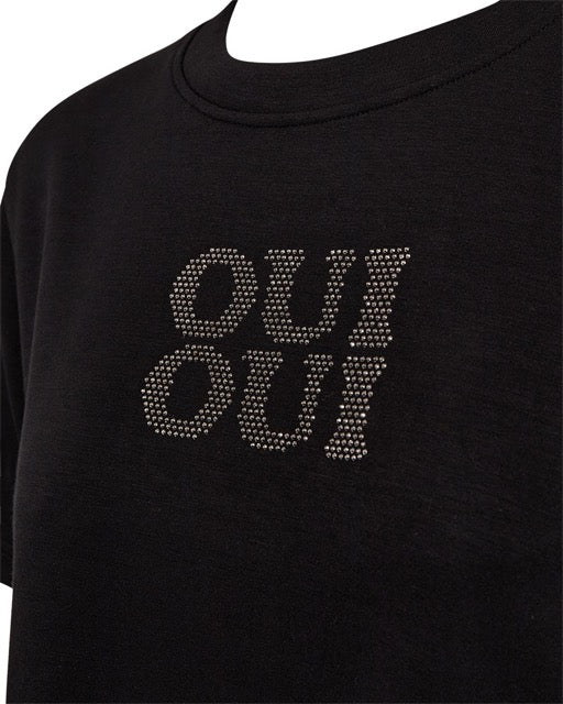 print på brystet af sort t-shirt. Freequent FQMALAK-TEE Black