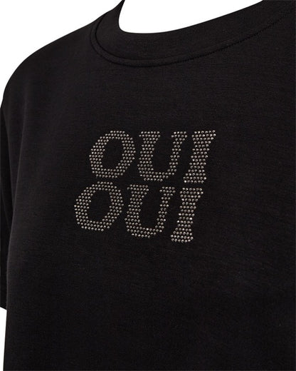 print på brystet af sort t-shirt. Freequent FQMALAK-TEE Black