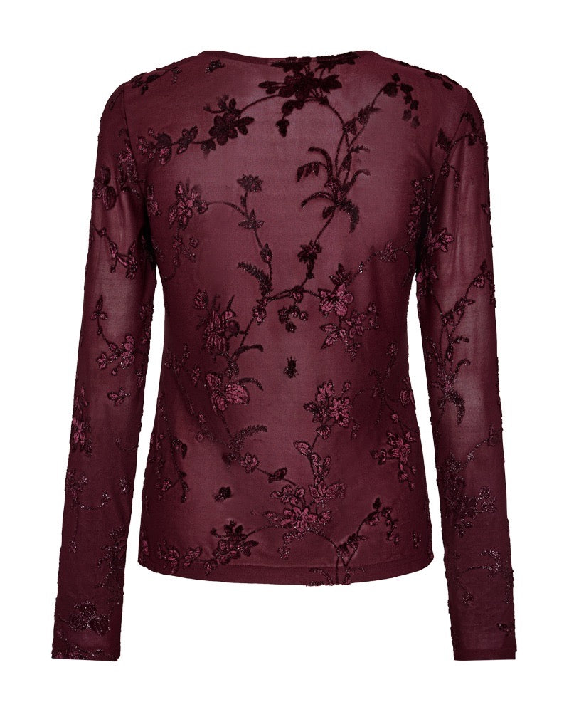 bordeaux rød mesh bluse Freequent FQBISKA-BLOUSE Port Royale