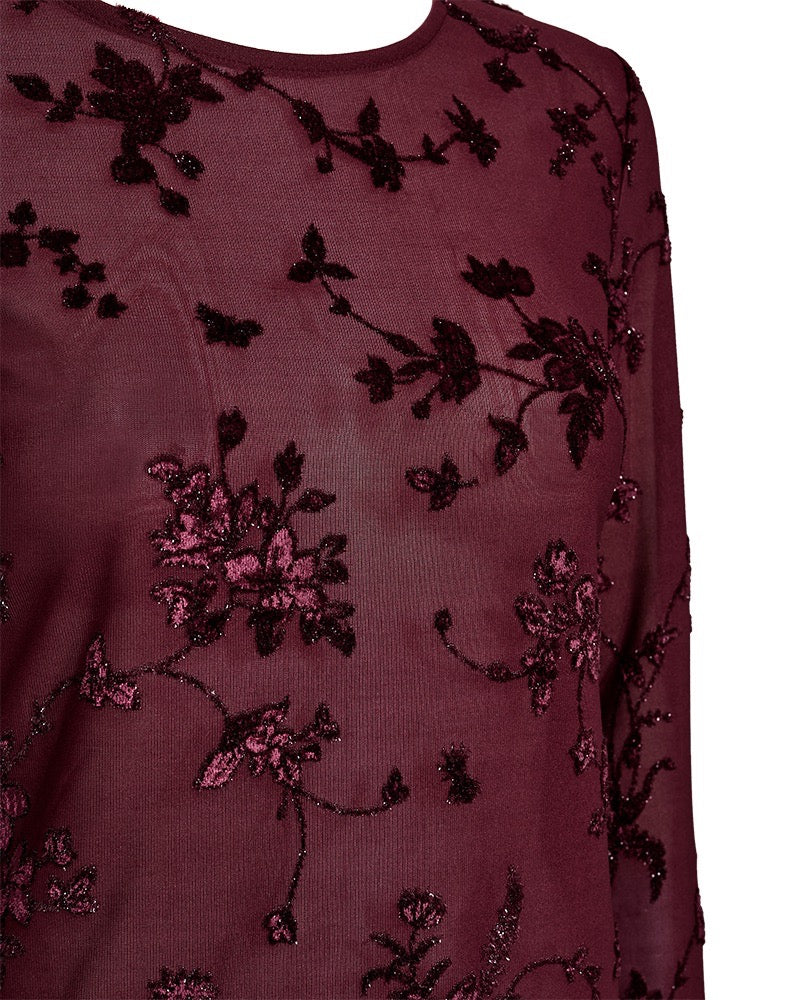bordeaux rød mesh bluse Freequent FQBISKA-BLOUSE Port Royale